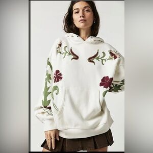 Free People we the free Nouveau cream Floral roses print hoodie size XS brandnew